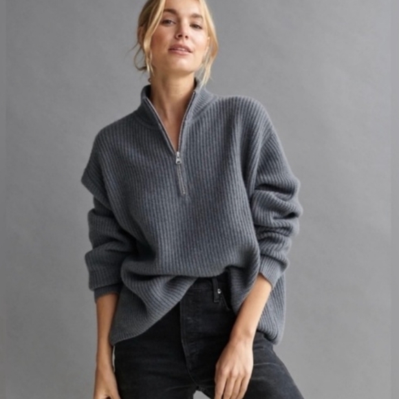 Jenni Kayne Sweaters - Jenni Kayne Gray Half-Zip Cashmere Sweater